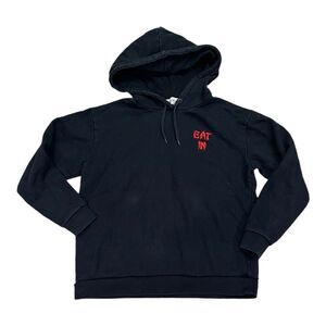 Etre Cecile Black Eat In Take Away Embroidered Hoodie Sweater S